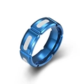 Anello da uomo moderno in acciaio inossidabile blu spazzolato con inserti opachi - US 10 / Blu