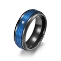 Anello da uomo bicolore in acciaio inossidabile nero e blu con zircone quadrato - US 9 / Nero e Blu