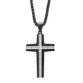 Titanium steel cross necklace for men featuring black finish and silver hobnail texture - Steel Color Pendant Only (Without Chain)
