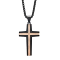 Titanium steel cross necklace in black and rose gold with geometric textured pattern - Rose Gold Pendant Only (Without Chain)
