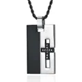Collier pour hommes en acier inoxydable avec pendentif croix bicolore noir et argent - Pendentif Seul Noir