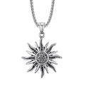 Collana sole vintage argento con pietre nere e catena in acciaio inossidabile - Color Acciaio