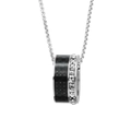 Collar con colgante de anillo en fibra de carbono y acero inoxidable para parejas - Colgante de Plata + Cadena de Plata