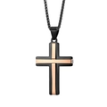 Collar para hombre con colgante de cruz en acero inoxidable negro y oro rosa - Solo Colgante Color Oro Rosa