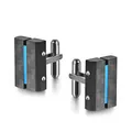 Gemelli da uomo in acciaio con fibra di carbonio nera e striscia blu vivace - Stile Rettangolare in Fibra di Carbonio con Accento Blu / Blu