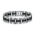 Pulsera para hombre de acero de titanio con inserciones de carbono negro y metal cepillado - Color Acero