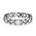 Bracciale da uomo in acciaio al tungsteno argento con bordi smussati e finitura spazzolata - Color Acciaio