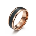 Anello minimalista in acciaio inossidabile oro rosa con inserto in fibra di carbonio - US 9 / Oro rosa