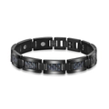 Titan-Magnetarmband für Herren mit blauer Kohlefaser-Einlage und edlem schwarzem Finish - Schwarz