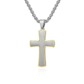 Collar de cruz minimalista bicolor en plata cepillada y oro con cadena estilo box - Solo colgante / Dorado