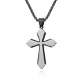Collana con croce a doppio strato in acciaio inossidabile spazzolato argento e nero - Pendente Singolo Nero