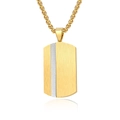 Collana da uomo con ciondolo a piastrina dorata spazzolata e intarsio a griglia - Solo ciondolo / Oro