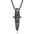 Collana con ciondolo teschio e proiettile gotico in acciaio inox con catena intrecciata - Solo Ciondolo Color Canna di Fucile