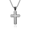 Men's double-layered stainless steel cross pendant necklace in black and frosted silver - Single Pendant Black