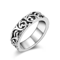 Anello vintage multistrato in argento con motivi di vite a rilievo e acciaio ossidato - US 7 / Color Acciaio