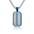 Herren Anhänger aus blauem und silbernem Stahl mit Schmirgeltextur und Boxkette Halskette - Nur Anhänger Blau (AS-DZ-088)