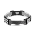 Herrenarmband aus Edelstahl mit Kohlefasereinlage und industriellem Nietendesign - Silber Schwarz