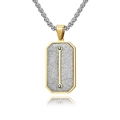 Bicolor Edelstahl quadratischer Anhänger Halskette mit Mattierung und Gold-Akzenten - Nur Anhänger Gold (AS-DZ-088)