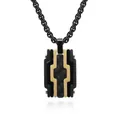 Collana da uomo in acciaio al titanio con pendente rettangolare in fibra di carbonio - Gold Color With Black Box Chain