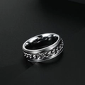 Anello rotante a catena in acciaio inossidabile argento con rilievo industriale da uomo - US 7 / Argento