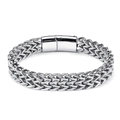 Bracciale hip-hop da uomo in acciaio inossidabile argento con chiusura lucidata - Color Acciaio