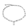 Collana a graffetta d'argento con un ciondolo a lucchetto rettangolare minimalista - Color Acciaio
