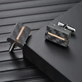 Men's rectangular carbon fiber cufflinks with rose gold accent and silver T-back - Rectangular Carbon Fiber Style with Rose Gold Accent / Rose Gold