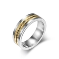 Bague rotative en acier inoxydable bicolore argent et or avec motif d'épis - US 13 / Or