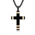 Collier avec pendentif croix en acier inoxydable bicolore, fini noir mat et détails dorés - Pendentif Noir Or