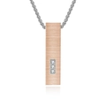Rose gold rectangular bar urn pendant with three crystals on silver square chain link - Pendant Only (Without Chain) Rose Gold