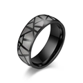 Minimalist black stainless steel ring with modern cracked geometric pattern for men - US 7 / Black