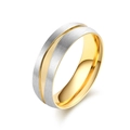Anello bicolore in acciaio al titanio argento spazzolato e oro lucido per coppie - US 7 / Argento & Oro