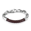 Lederarmband für Herren mit silbernem Kaffeebohnen-Design und Karabinerverschluss - Braun