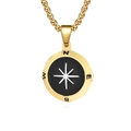 Collana da uomo in acciaio inossidabile dorato con ciondolo a bussola e stella nera - Pendente E Catena Oro