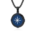 Collana da uomo in acciaio inossidabile nero con ciondolo a bussola blu e dettaglio stella - Solo Ciondolo Nero