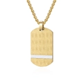 Golden army tag necklace with spiral etchings and silver accent on box chain - Single Pendant Gold