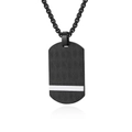Industrial style black dog tag pendant with concentric circles and silver bar detail - Single Pendant Black