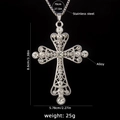 Collier croix cyberpunk en acier inoxydable avec cristaux et chaîne de 70cm - Style de Croix 264 (A1698) / Chaîne en Acier 70cm
