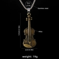 Collar con colgante de violín retro en bronce antiguo y cadena de acero inoxidable de calidad - Violín A con cadena de acero de 70cm