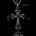 Collier croix punk en acier inoxydable avec cristaux et longue chaîne à billes - Style de Croix 265 (A1699) / Chaîne en Acier 70cm
