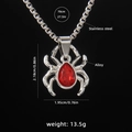 Collana con ciondolo a ragno punk in acciaio inossidabile con gemma rossa e catena lunga - Stile Strass Rosso (Ragno A)