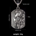 Collana con ciondolo testa di leone vintage in acciaio inossidabile per uomo 70cm - Stile Leone (Catena in Acciaio 70cm)