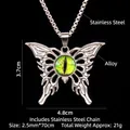 Collana a farfalla gotica in acciaio inossidabile con ciondolo malocchio verde e catena - Catena in acciaio / Verde (Occhio di Farfalla B)