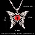 Collana a farfalla gotica con ciondolo occhio del diavolo rosso e catena in acciaio - Catena in acciaio / Rosso (Occhio di Farfalla C)