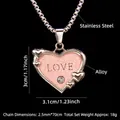 Rosa Glitzer-Herz-Halskette mit LOVE-Gravur und Kristall an einer 70cm Stahlkette - Rosa Herz + 70cm Stahlkette