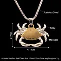 Retro punk stainless steel crab necklace with movable silver claws and bronze shell - Antique Bronze Crab With 70cm Steel Chain
