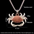 Vintage punk crab necklace with movable joints and mixed metal finishes in stainless steel - Antique Red Copper Crab With 70cm Steel Chain