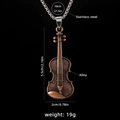 Collar con colgante de violín bronce vintage de acero inoxidable con cadena de 70cm de largo - Violín B con cadena de acero de 70cm