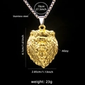 Collana con pendente a testa di leone dorata e catena in acciaio inox da 70cm hip hop - Testa di Leone (Oro)