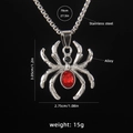 Collana punk a forma di ragno in acciaio inossidabile con gemma rossa sfaccettata - Stile Strass Rosso Grande (Ragno D)